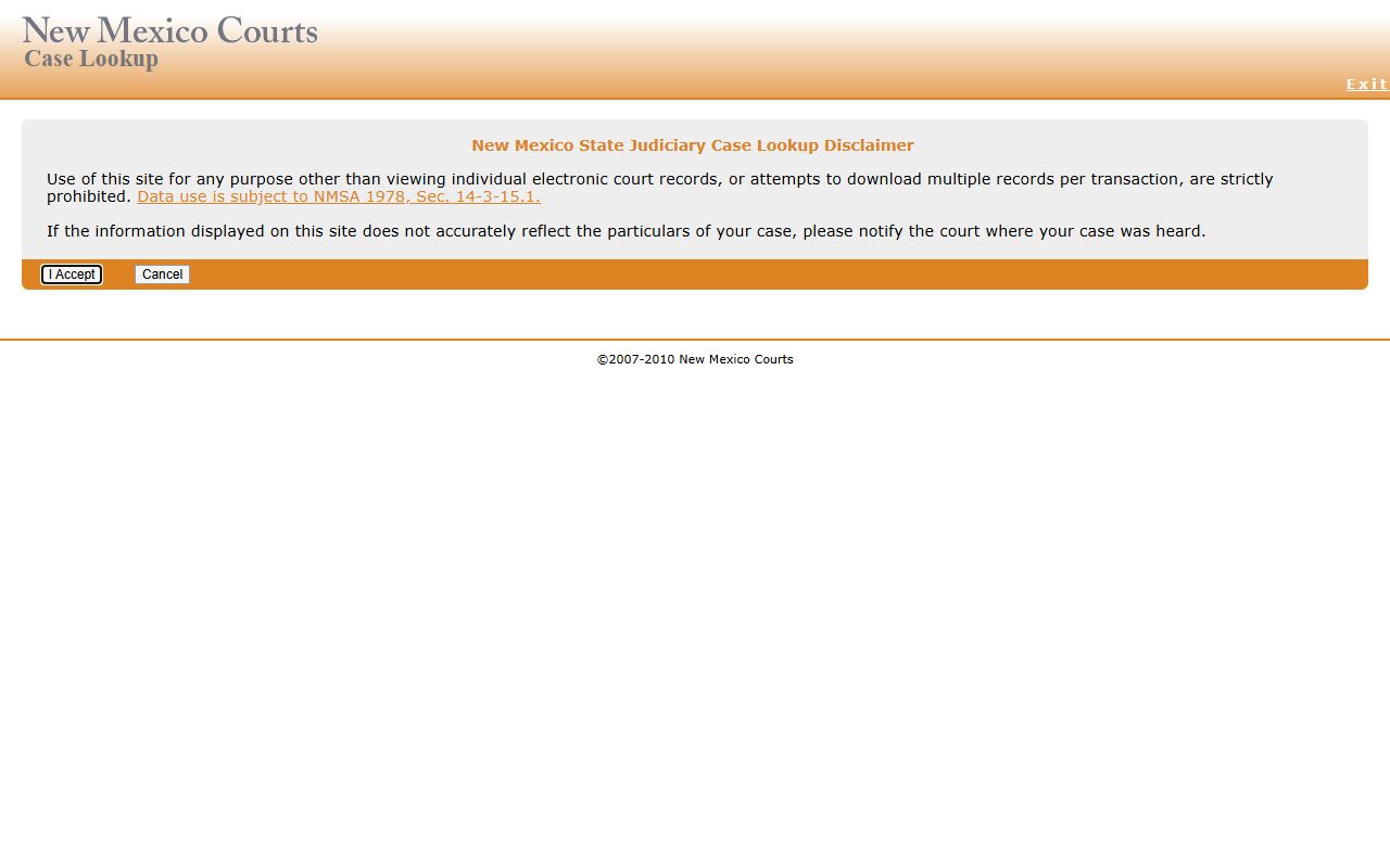 Lea County court records after jail arrest New Mexico Case Lookup disclaimer