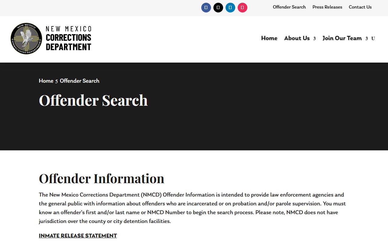 Lea County inmate records NMCD offender search for sentenced prisoners