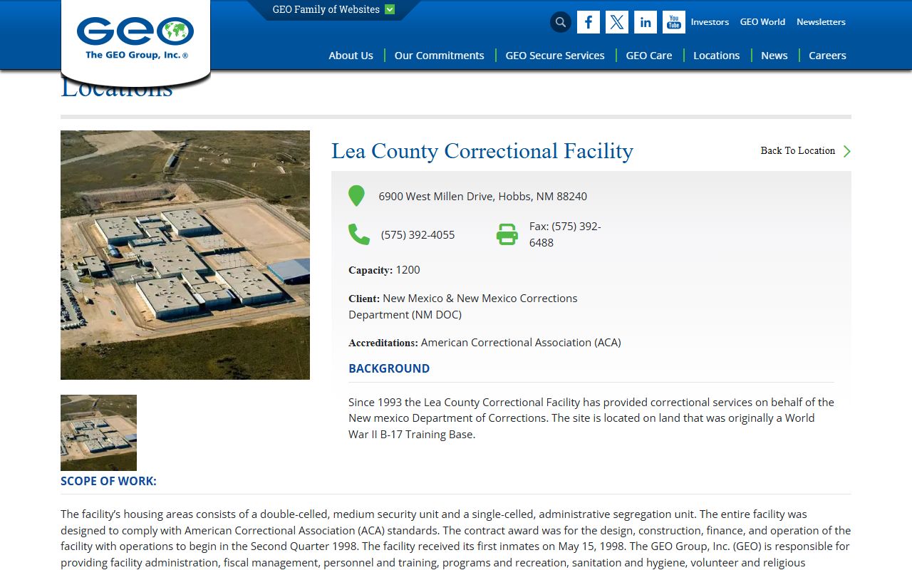 Lea County Correctional Facility former NMCD state prison profile