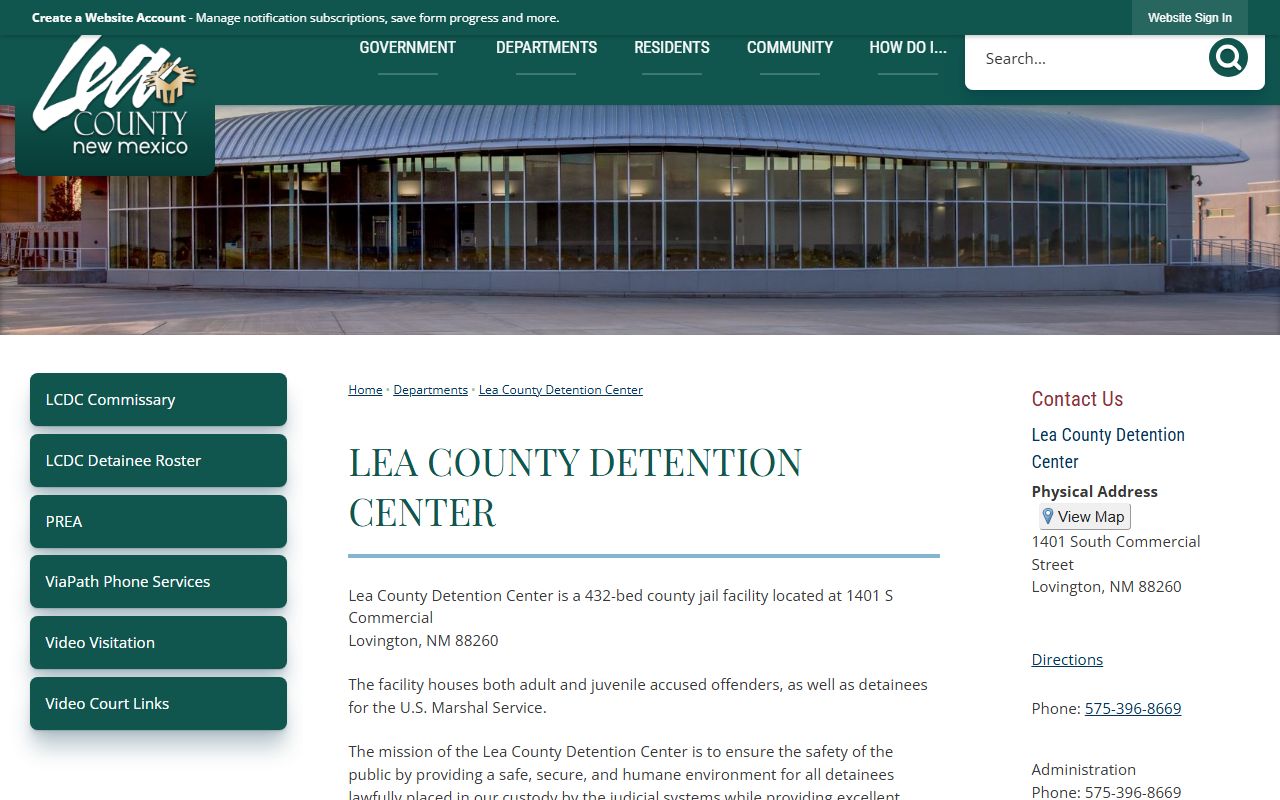 Lea County Detention Center inmate population facility overview